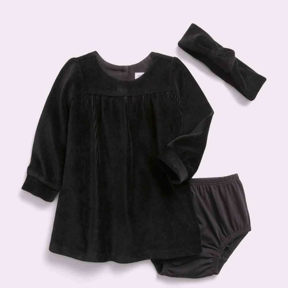 Gap size 6-12 months black corduroy dress set